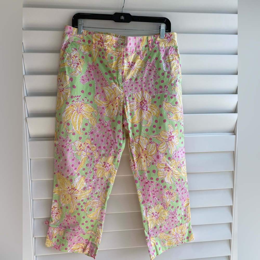 Lilly Pulitzer Women’s Lillies and Ponies crop pants in Green, Yellow  and Pink